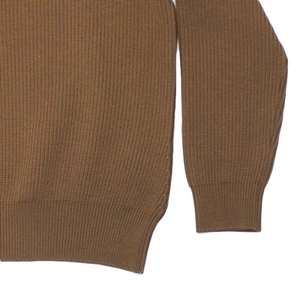 画像4: Yonetomi NEW BASIC（ヨネトミニューベーシック）EX Fine Wool Rib Knit Pullover（エクストラファインウールリブニットプルオーバー）/ Brown（ブラウン） (4)
