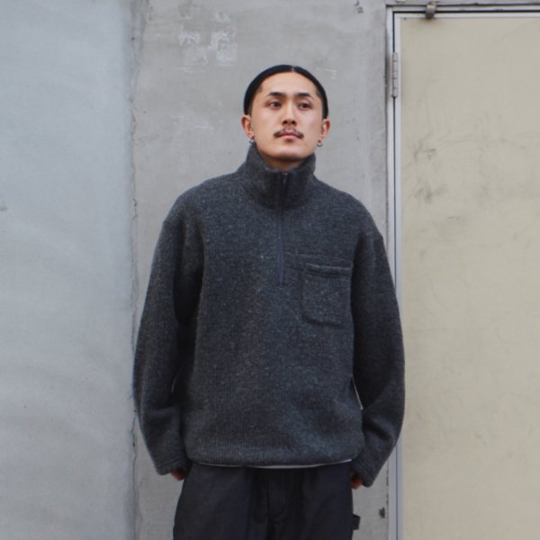 画像6: ENGINEERED GARMENTS（エンジニアードガーメンツ）Zip Moc Neck（ジップモックネック）"Wool Poly Nep Sweater Knit" / Charcoal（チャコール） (6)