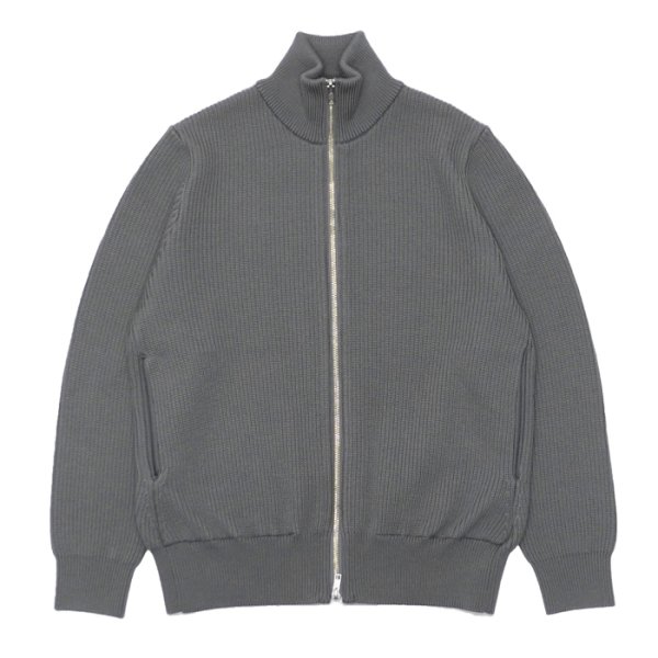 画像1: Yonetomi NEW BASIC（ヨネトミニューベーシック）EX Fine Wool Rib Knit Blouson（エクストラファインウールニットブルゾン）/ Grey（グレー） (1)