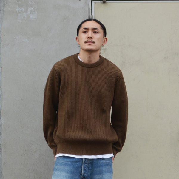 画像6: Yonetomi NEW BASIC（ヨネトミニューベーシック）EX Fine Wool Rib Knit Pull Over（エクストラファインウールニットプルオーバー）/ Black（ブラック） (6)