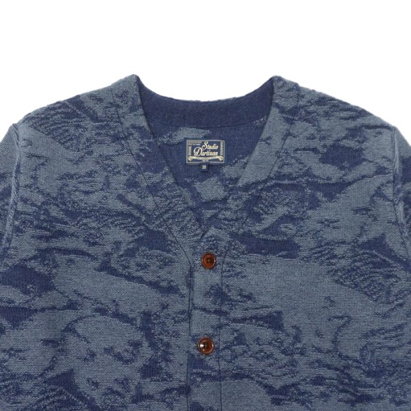 画像3: ＜30％OFF＞STUDIO D'ARTISAN（ステュディオ・ダ・ルチザン）百豚カモフラージュニットカーディガン / Navy（ネイビー） (3)