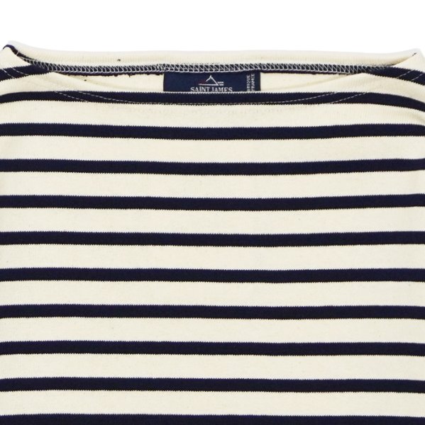 画像4: SAINT JAMES(セントジェームス)OUESSANT Elbow Patch(ウエッソン エルボーパッチ)"T3サイズのみ" / ECRU×MARINE×TULIPE(エクリュ×マリン×チューリップ) (4)
