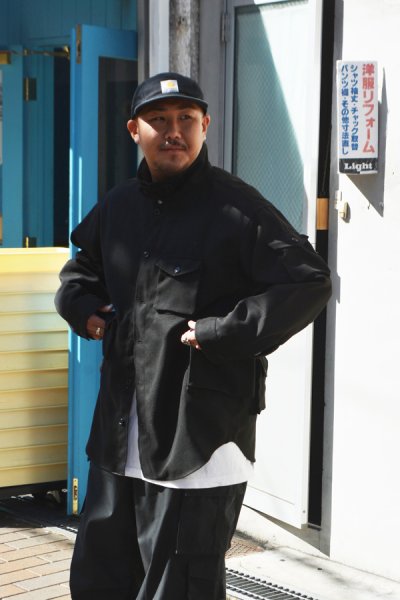 画像10: MODMNT（モドメント）T/TWEED UTILITY CPO SHIRT（ツウィードユーティリティCPOシャツ）/ Black（ブラック） (10)