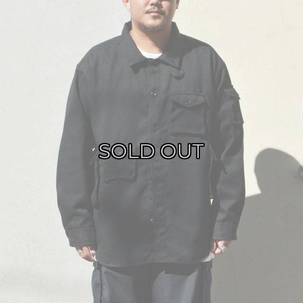 画像7: MODMNT（モドメント）T/TWEED UTILITY CPO SHIRT（ツウィードユーティリティCPOシャツ）/ Black（ブラック） (7)