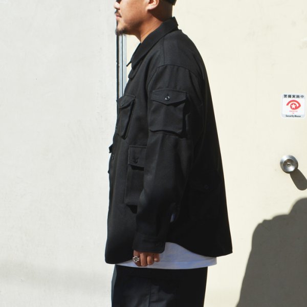 画像8: MODMNT（モドメント）T/TWEED UTILITY CPO SHIRT（ツウィードユーティリティCPOシャツ）/ Black（ブラック） (8)