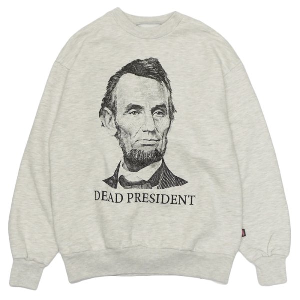 画像1: Sloppy Supply(スラッピーサプライ)NEO Vintage Sweat Shirt(ネオヴィンテージスウェットシャツ)"DEAD PRESIDENT" / Grey(グレー) (1)