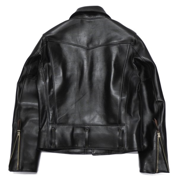 画像2: 【PointUp10%11/10迄】Y'2 LEATHER(ワイツーレザー)Vintage Horse D-Pocket Double Riders(ヴィンテージホース Dポケットダブルライダース)/ Black(ブラック) (2)