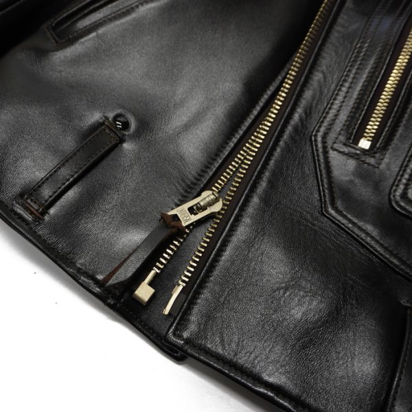 画像7: 【PointUp10%11/10迄】Y'2 LEATHER(ワイツーレザー)Vintage Horse D-Pocket Double Riders(ヴィンテージホース Dポケットダブルライダース)/ Black(ブラック) (7)