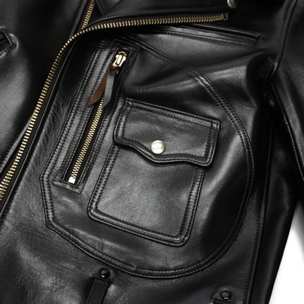 画像6: 【PointUp10%11/10迄】Y'2 LEATHER(ワイツーレザー)Vintage Horse D-Pocket Double Riders(ヴィンテージホース Dポケットダブルライダース)/ Black(ブラック) (6)