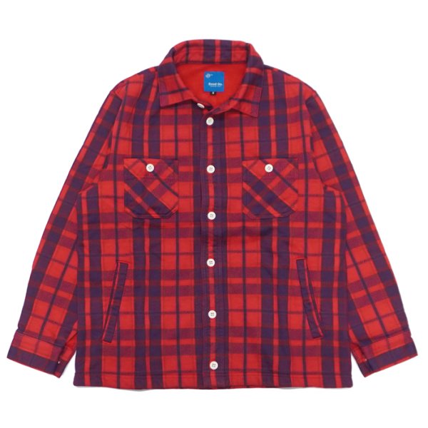画像1: Good On（グッドオン）Flannel Check Sweat Shirt Jacket（フランネルチェックスウェットシャツジャケット）"9oz Nep Flannel" / Scarlet（スカーレット） (1)