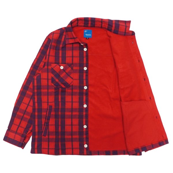 画像3: Good On（グッドオン）Flannel Check Sweat Shirt Jacket（フランネルチェックスウェットシャツジャケット）"9oz Nep Flannel" / Scarlet（スカーレット） (3)