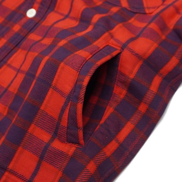 画像6: Good On（グッドオン）Flannel Check Sweat Shirt Jacket（フランネルチェックスウェットシャツジャケット）"9oz Nep Flannel" / Scarlet（スカーレット） (6)