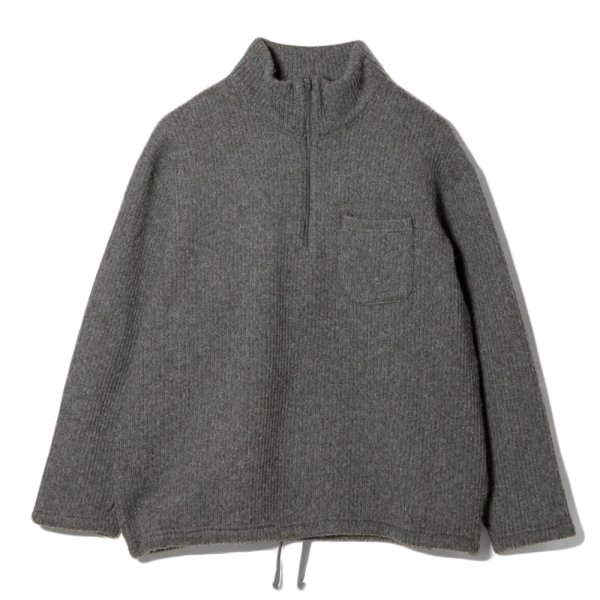 画像1: ENGINEERED GARMENTS（エンジニアードガーメンツ）Zip Moc Neck（ジップモックネック）"Wool Poly Nep Sweater Knit" / Charcoal（チャコール） (1)