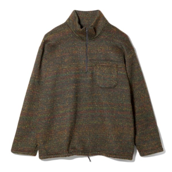 画像1: ENGINEERED GARMENTS（エンジニアードガーメンツ）Zip Moc Neck（ジップモックネック）"Wool Poly Nep Sweater Knit" / Brown（ブラウン） (1)