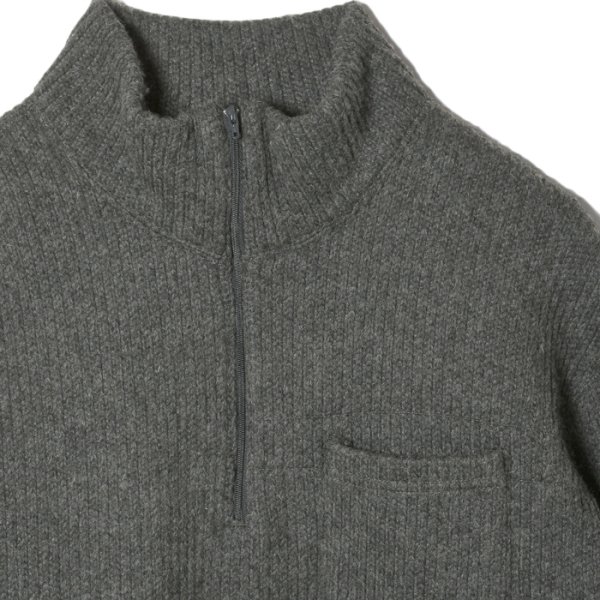 画像3: ENGINEERED GARMENTS（エンジニアードガーメンツ）Zip Moc Neck（ジップモックネック）"Wool Poly Nep Sweater Knit" / Charcoal（チャコール） (3)