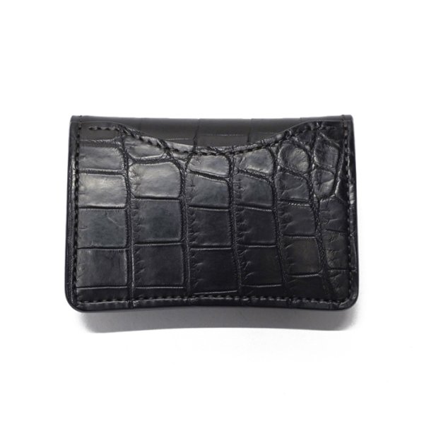 画像2: WILD SWANS（ワイルドスワンズ）TONGUE（タング）マルチコインケース/ブラック"クロコダイル"×ブラック"サドルプルアップ" (2)