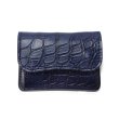 画像1: WILD SWANS（ワイルドスワンズ）TONGUE（タング）マルチコインケース/藍染"クロコダイル"×ブラック"サドルプルアップ" (1)