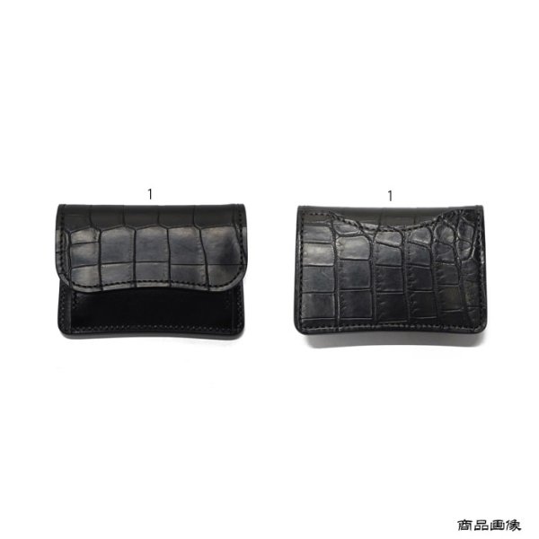画像9: WILD SWANS（ワイルドスワンズ）TONGUE（タング）マルチコインケース/ブラック"クロコダイル"×ブラック"サドルプルアップ" (9)