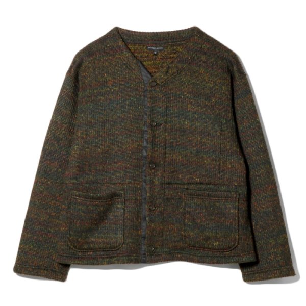 画像1: ENGINEERED GARMENTS（エンジニアードガーメンツ）KNIT CARDIGAN（ニットカーディガン）"Wool Poly Nep Sweater Knit" / Brown（ブラウン） (1)