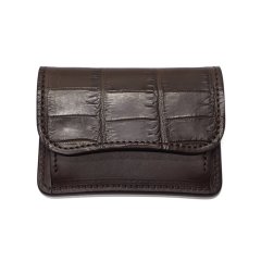WILD SWANS（ワイルドスワンズ）TONGUE（タング）マルチコインケース/チョコ"クロコダイル"×ダークブラウン"イングリッシュブライドル"