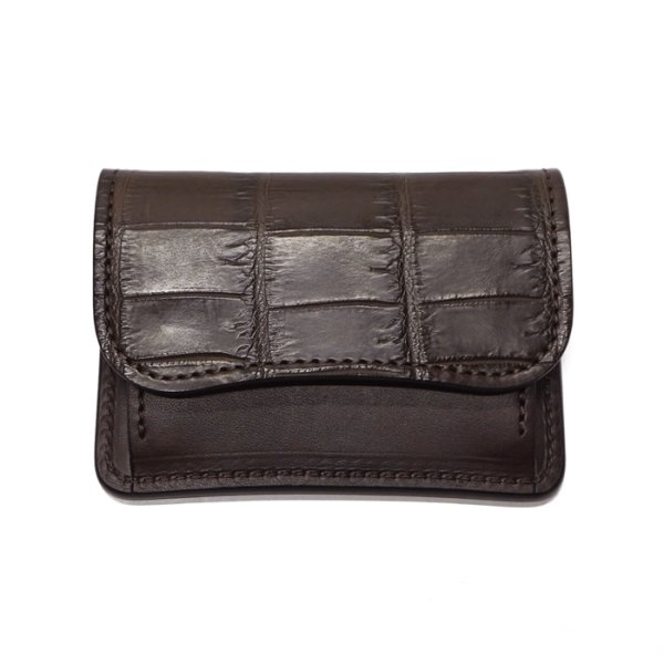 画像1: WILD SWANS（ワイルドスワンズ）TONGUE（タング）マルチコインケース/チョコ"クロコダイル"×ダークブラウン"イングリッシュブライドル" (1)