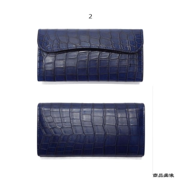 画像11: WILD SWANS（ワイルドスワンズ）WAVE（ウェイブ）ロングウォレット/藍染"クロコダイル"×ブラック"イングリッシュブライドル" (11)