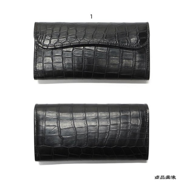 画像8: WILD SWANS（ワイルドスワンズ）WAVE（ウェイブ）ロングウォレット/ブラック"クロコダイル"×ブラック"イングリッシュブライドル" (8)