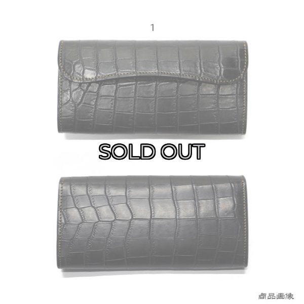 画像10: WILD SWANS（ワイルドスワンズ）WAVE（ウェイブ）ロングウォレット/ブラック"クロコダイル"×キャメル"ブッテーロ" (10)