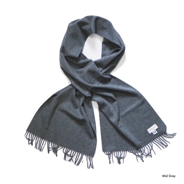 画像3: Johnstons of Elgin（ジョンストンズオブエルガン）Wovwn Scarf（ウーブンスカーフ）"Wool Solid" / Dark Navy（ダークネイビー）・Mid Grey（ミッドグレー） (3)