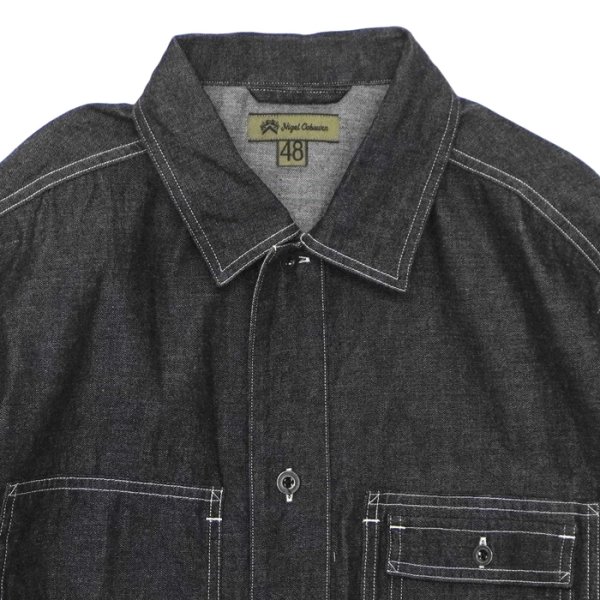 画像3: Nigel Cabourn（ナイジェル・ケーボン）UTILITY SHIRT TYPE2 （ユーティリティシャツ タイプ2）"10oz DENIM" / Black（ブラック） (3)