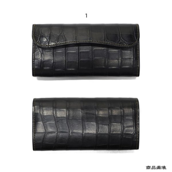 画像10: WILD SWANS（ワイルドスワンズ）WAVE（ウェイブ）ロングウォレット/ブラック"クロコダイル"×レッド"ブッテーロ" (10)
