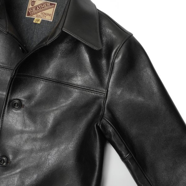 画像5: Y'2 LEATHER（ワイツーレザー）ANILIN STEER ROUNDED HEM CAR COAT（アニリンステアラウンデッドヘムカーコート）/ Black（ブラック） (5)