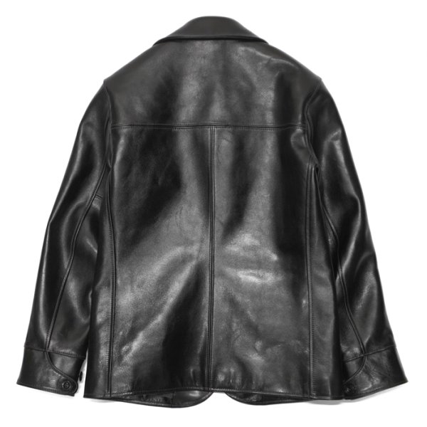 画像2: Y'2 LEATHER（ワイツーレザー）ANILIN STEER ROUNDED HEM CAR COAT（アニリンステアラウンデッドヘムカーコート）/ Black（ブラック） (2)