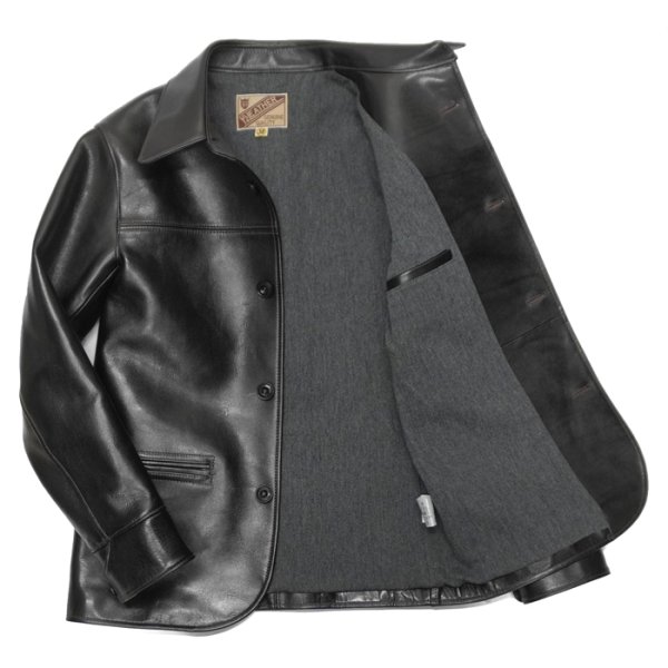 画像3: Y'2 LEATHER（ワイツーレザー）ANILIN STEER ROUNDED HEM CAR COAT（アニリンステアラウンデッドヘムカーコート）/ Black（ブラック） (3)