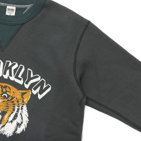 画像4: BARNS OUTFITTERS（バーンズアウトフィッターズ）COZUN GUSSET PRINT CREW NECK SWEAT（はめ込み両Vガゼットクルーネックスウェット）/ Black（ブラック） (4)