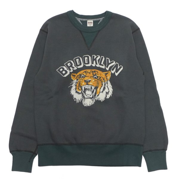 画像1: BARNS OUTFITTERS（バーンズアウトフィッターズ）COZUN GUSSET PRINT CREW NECK SWEAT（はめ込み両Vガゼットクルーネックスウェット）/ Black（ブラック） (1)