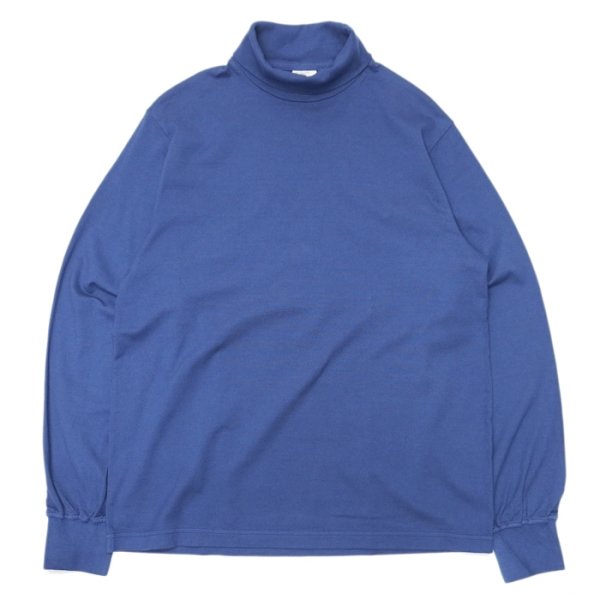 画像1: Yonetomi NEW BASIC（ヨネトミニューベーシック）GARMENT DYED T-SHIRT TURTLE NECK（ガーメントダイドTシャツ・タートルネック）/ Blue（ブルー） (1)