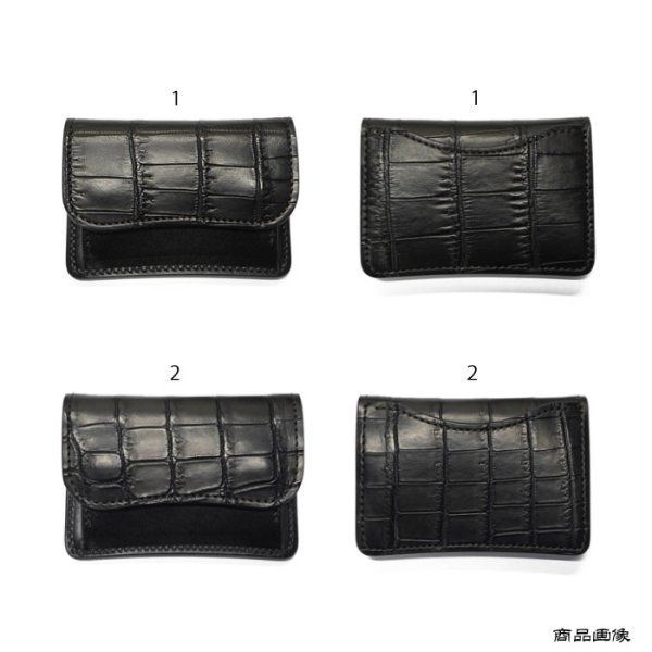 画像9: WILD SWANS（ワイルドスワンズ）TONGUE（タング）マルチコインケース/ブラック"クロコダイル"×ブラック"サドルプルアップ" (9)