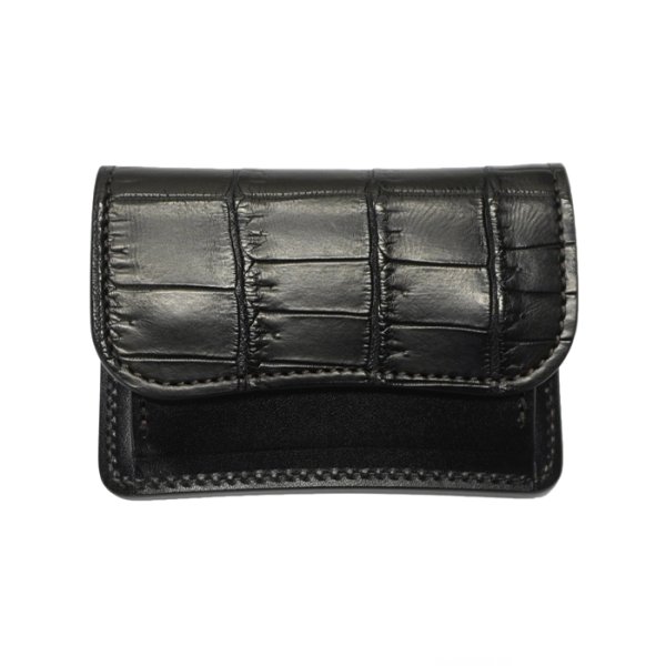 画像1: WILD SWANS（ワイルドスワンズ）TONGUE（タング）マルチコインケース/ブラック"クロコダイル"×ブラック"サドルプルアップ" (1)