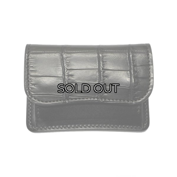 画像1: WILD SWANS（ワイルドスワンズ）TONGUE（タング）マルチコインケース/ブラック"クロコダイル"×ブラック"サドルプルアップ" (1)