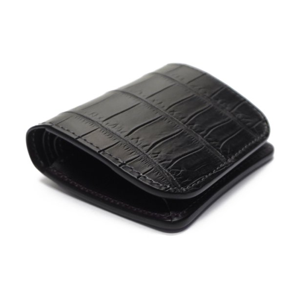 画像4: WILD SWANS（ワイルドスワンズ）CASA（カーサ）コンパクトウォレット/ブラック"クロコダイル"×パープル"ブッテーロ" (4)