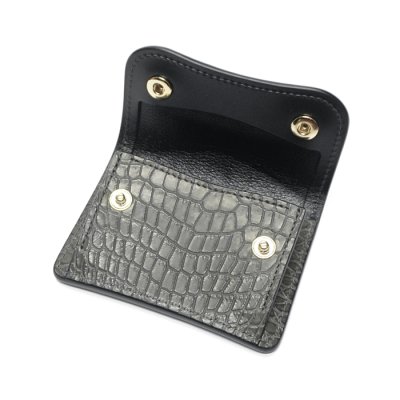 画像1: WILD SWANS（ワイルドスワンズ）TONGUE（タング）マルチコインケース/グレー"POROSUS（ポロサス）"×ブラック"サドルプルアップ"