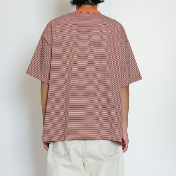 画像9: EVCON（エビコン）MARCERIZATION BORDER WIDE S/S TEE（マーセリゼーションボーダーワイドショートスリーブTシャツ） / ORANGE（オレンジ） (9)