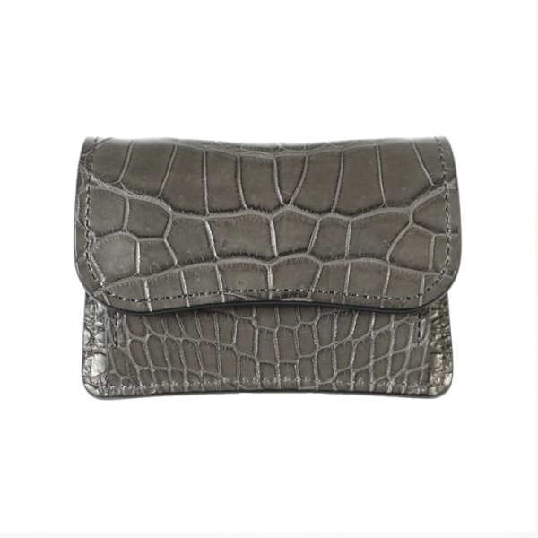 画像1: WILD SWANS（ワイルドスワンズ）TONGUE（タング）マルチコインケース/グレー"POROSUS（ポロサス）"×ブラック"サドルプルアップ" (1)