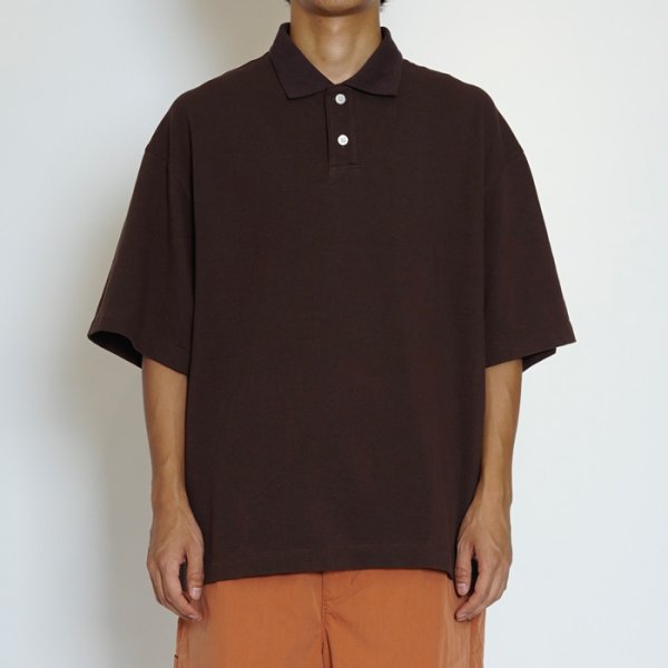 画像8: EVCON（エビコン）KANOKO POLO S/S TEE（カノコポロショートスリーブTシャツ） / Dark Brown（ダークブラウン） (8)