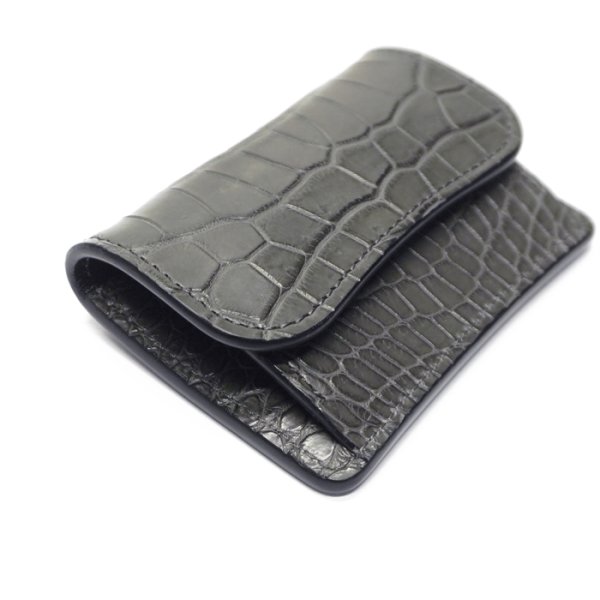 画像3: WILD SWANS（ワイルドスワンズ）TONGUE（タング）マルチコインケース/グレー"POROSUS（ポロサス）"×ブラック"サドルプルアップ" (3)