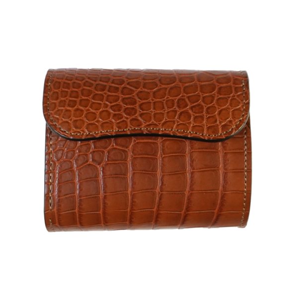 画像2: WILD SWANS（ワイルドスワンズ）ENO（イーノ）ミニ3つ折りウォレット/コニャック"POROSUS（ポロサス）"×キャメル"サドルプルアップ"  (2)