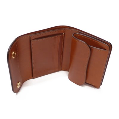 画像2: WILD SWANS(ワイルドスワンズ)ENO(イーノ)ミニ3つ折りウォレット/コニャック"POROSUS(ポロサス)"×キャメル"サドルプルアップ"