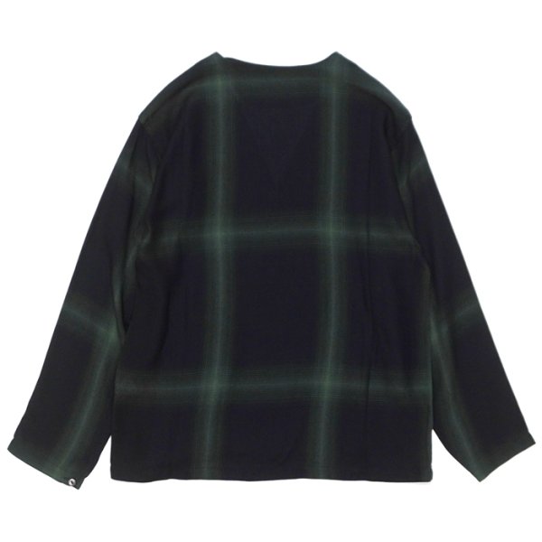 画像2: NEEDLES（ニードルズ）V Neck Shirt（Vネックシャツ）"Rayon Plaid" / Black（ブラック） (2)