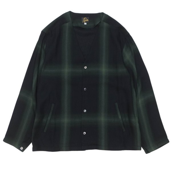 画像1: NEEDLES（ニードルズ）V Neck Shirt（Vネックシャツ）"Rayon Plaid" / Black（ブラック） (1)